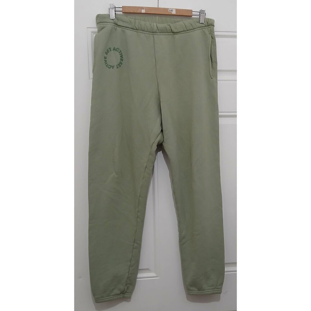 Set active womens medium pale mint green jogger pants sweatpants - Picture 3 of 9